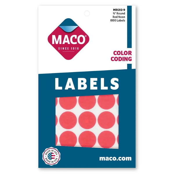 3/4" Round Labels Red Glow