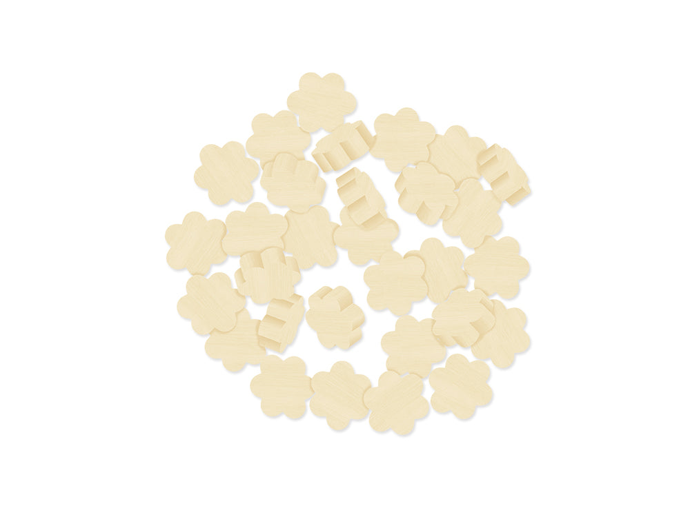 Wooden Flower Bits 6mm thick 30/pk. natural color