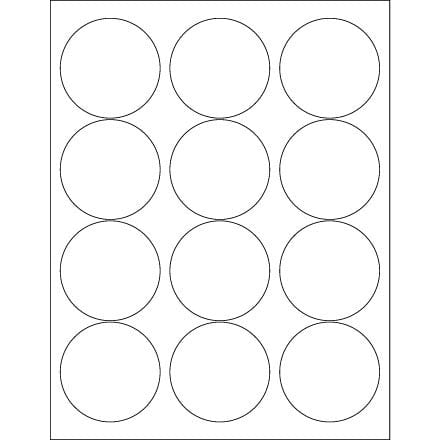 White Round Labels 2-1/2" Diameter Circle, 12 Labels Per Sheet 25 Sheets/Box