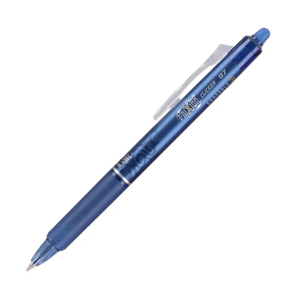 Pilot® FriXion® Clicker Erasable Gel Pens, Fine Point, 0.7 Mm, Black Barrel, Blue Ink