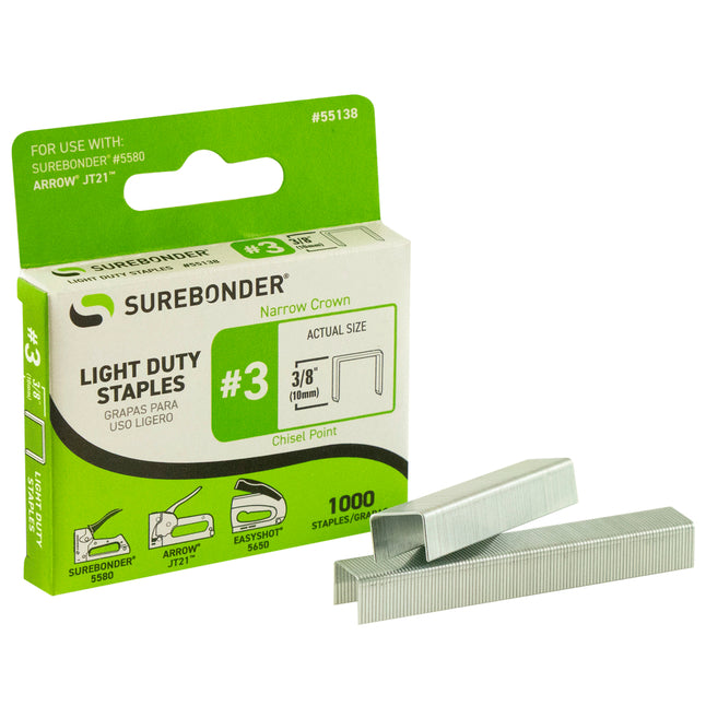 Jt21 Light Duty Staples 3/8" 1000 Pack