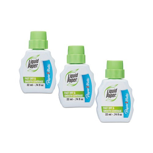 Liquid Paper Fast Dry Correction Fluid, 22 ml Bottle, White, 12/Pack
