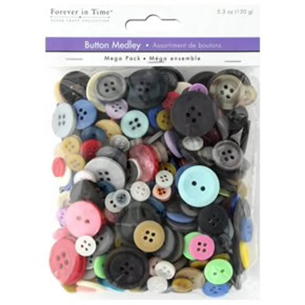 Assorted Colors, Shape & Sizes Buttons 150g 5.3oz