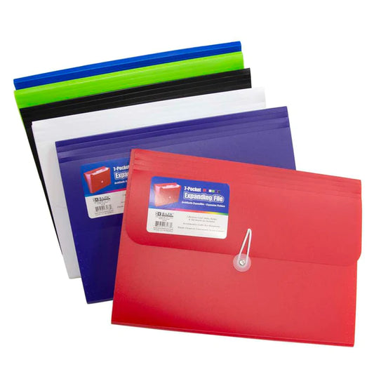 Expanding File Letter Size Poly 7-Pocket, Color may vary