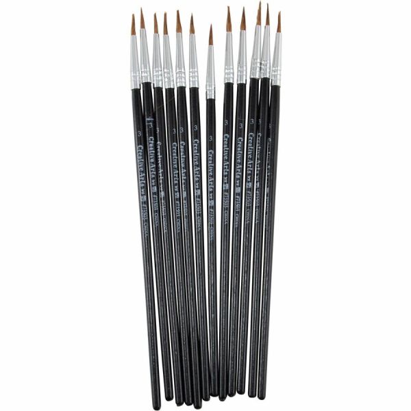 Water Color Brushes Camel #3 1/2" Pointed Rounds 12/pk