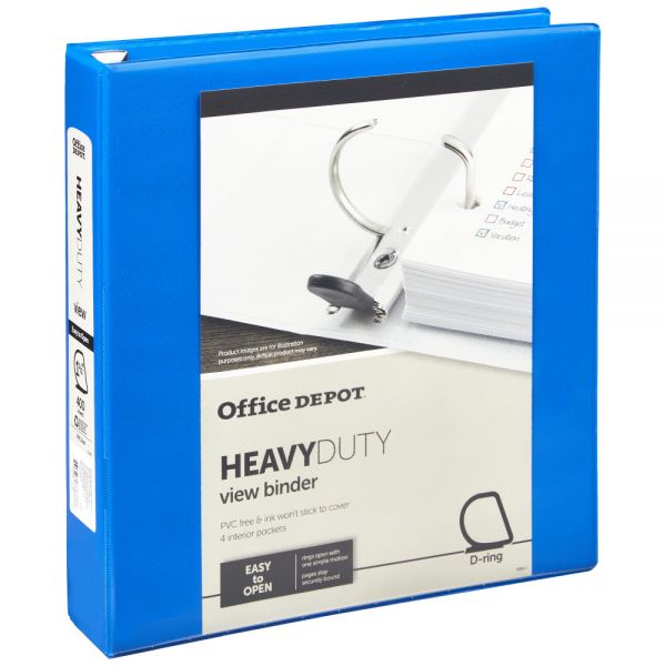 Heavy-Duty View 3-Ring Binder, 1.5" D-Rings Dark, Light Blue