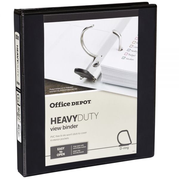 Heavy-Duty View 3-Ring Binder, 1" D-Rings, Black