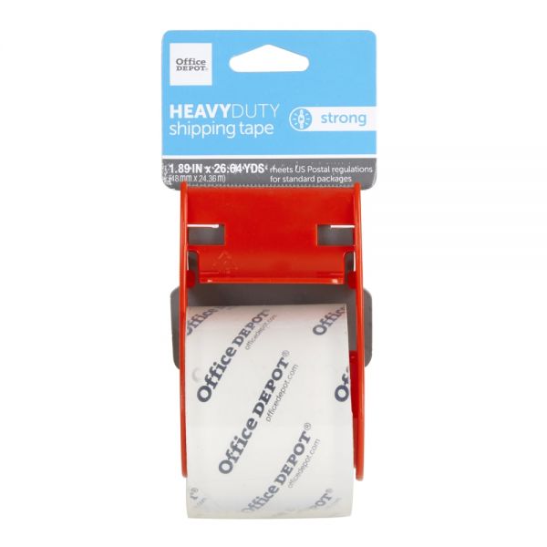 Heavy Duty Shipping Packing Tape With Dispenser, 1.89" x 26.64 Yd, Crystal Clear
