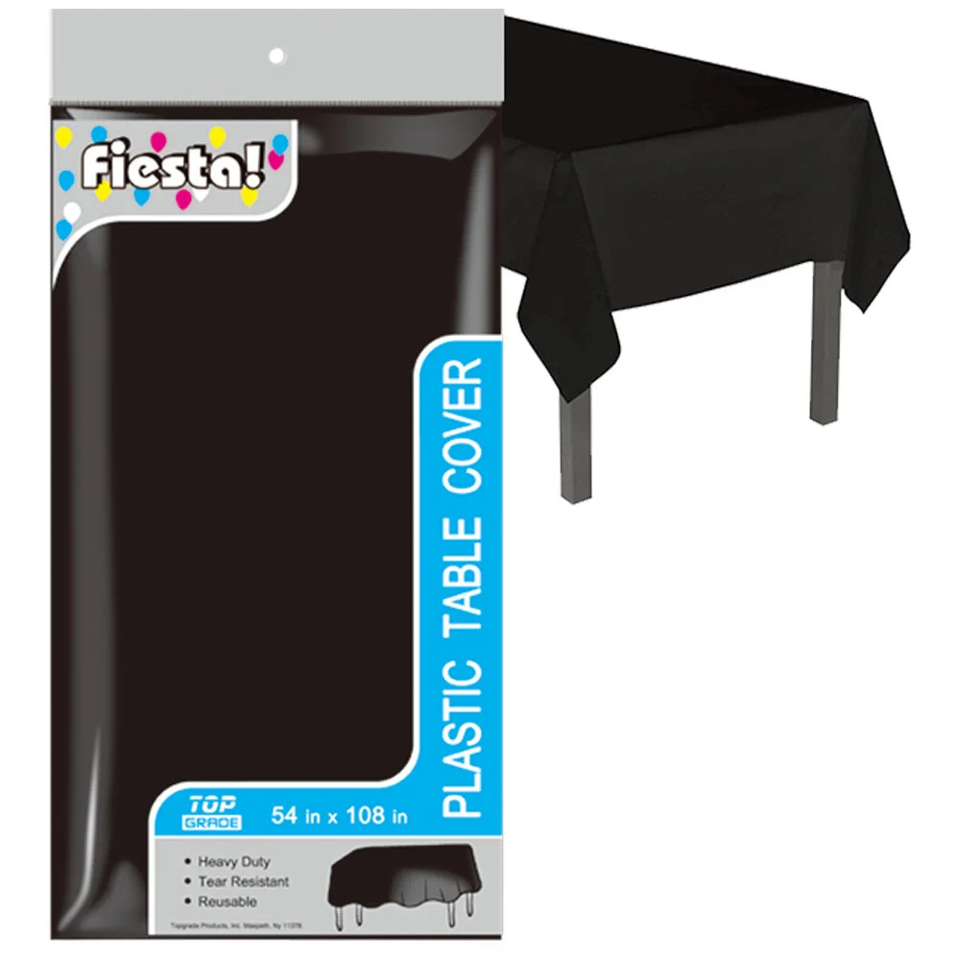 Plastic Tablecloth, 54″ x 108″, Black