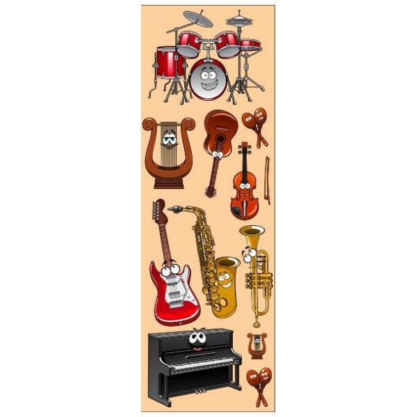 Music Themed Die-cut Stickers 6-Sheet pack