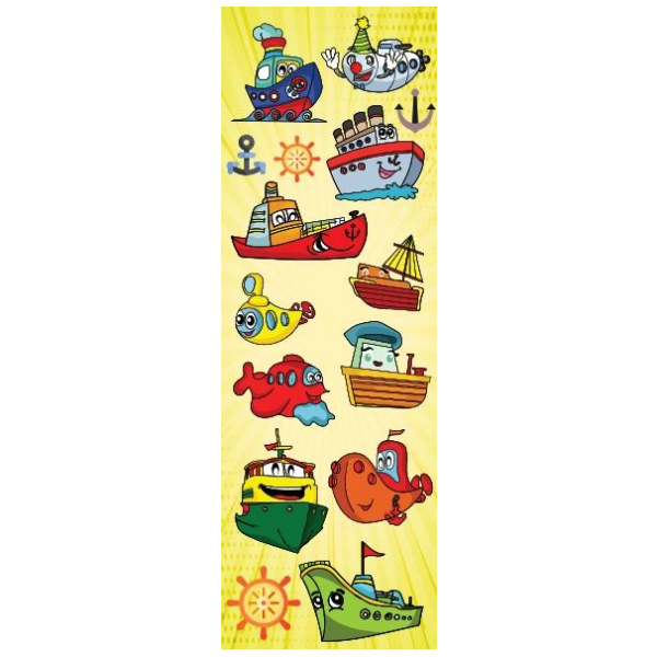 Animated Ship Themed Die-cut Stickers 6-Sheet pack
