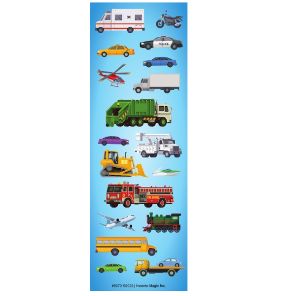 Vehicle Themed Die-cut Stickers 6-Sheet pack