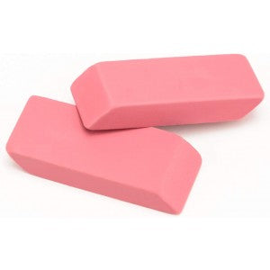 Pink Erasers, Large, Pack of 12