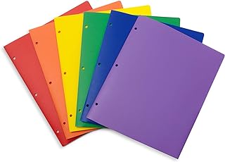 2 Pocket Poly Folder, 3-Hole, Assorted Colors, Case 48