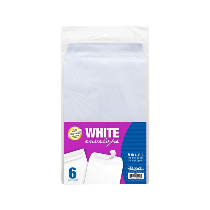6" x 9" Self-Seal White Envelope (6/Pack)
