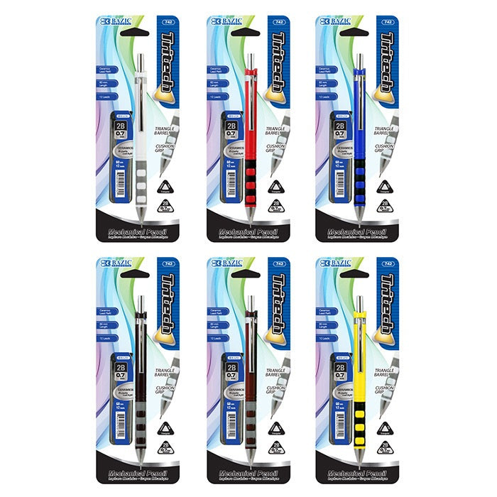 BAZIC Tritech 0.7 mm Mechanical Pencil w/ Ceramics High-Quality Lead Color Vary
