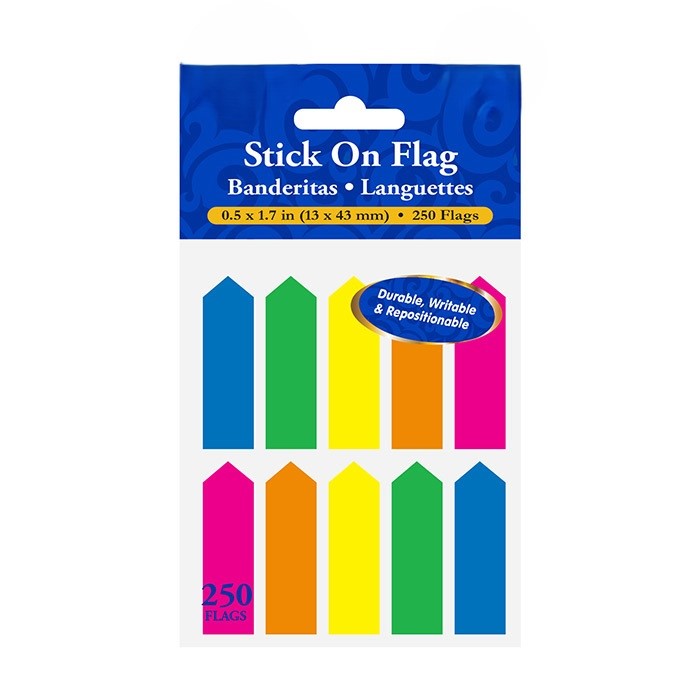 Flags Neon Color Arrow 0.5" X 1.7" 25 Ct. (10/Pack)