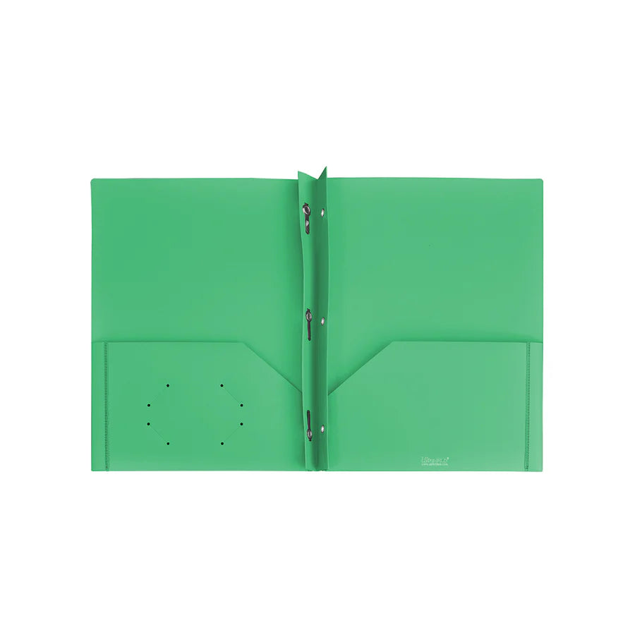 3 Prongs 2 Pocket Folder, Heavy Duty, with Clear Front Pocket, Green