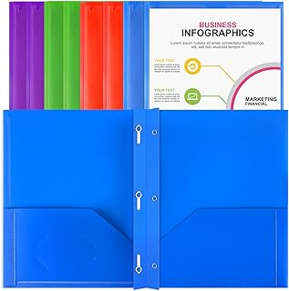 3 Prongs 2 Pocket Folder, Heavy Duty, with Clear Front Pocket Color may vary