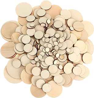 Wooden Bits Circle shape natural asst. sizes 60pc.