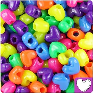 Neon Heart Pony Beads, 165 Pcs.