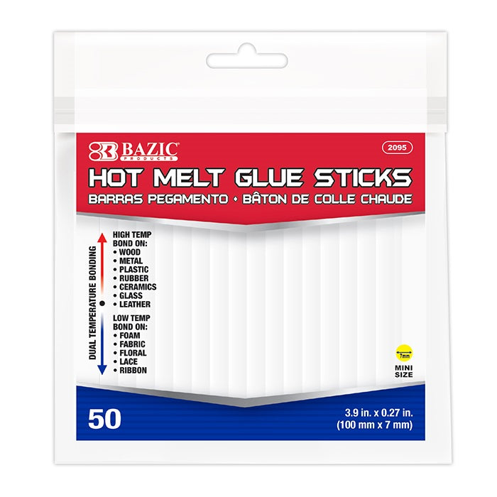 3.9" x 0.27" Dual Temp. Mini Hot Melt Glue Sticks (50/Bag)