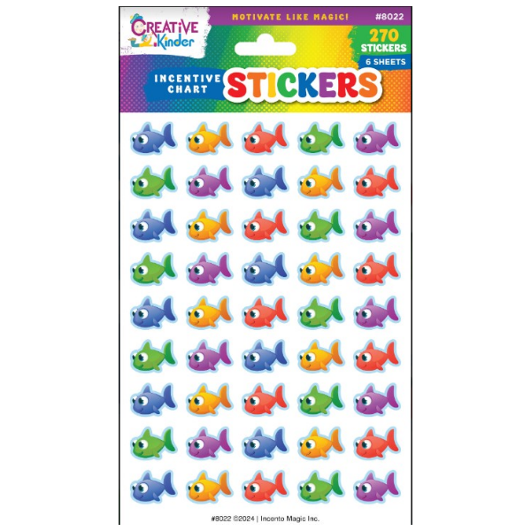 Fish Die-cut Stickers, Pack of 6 Sheets
