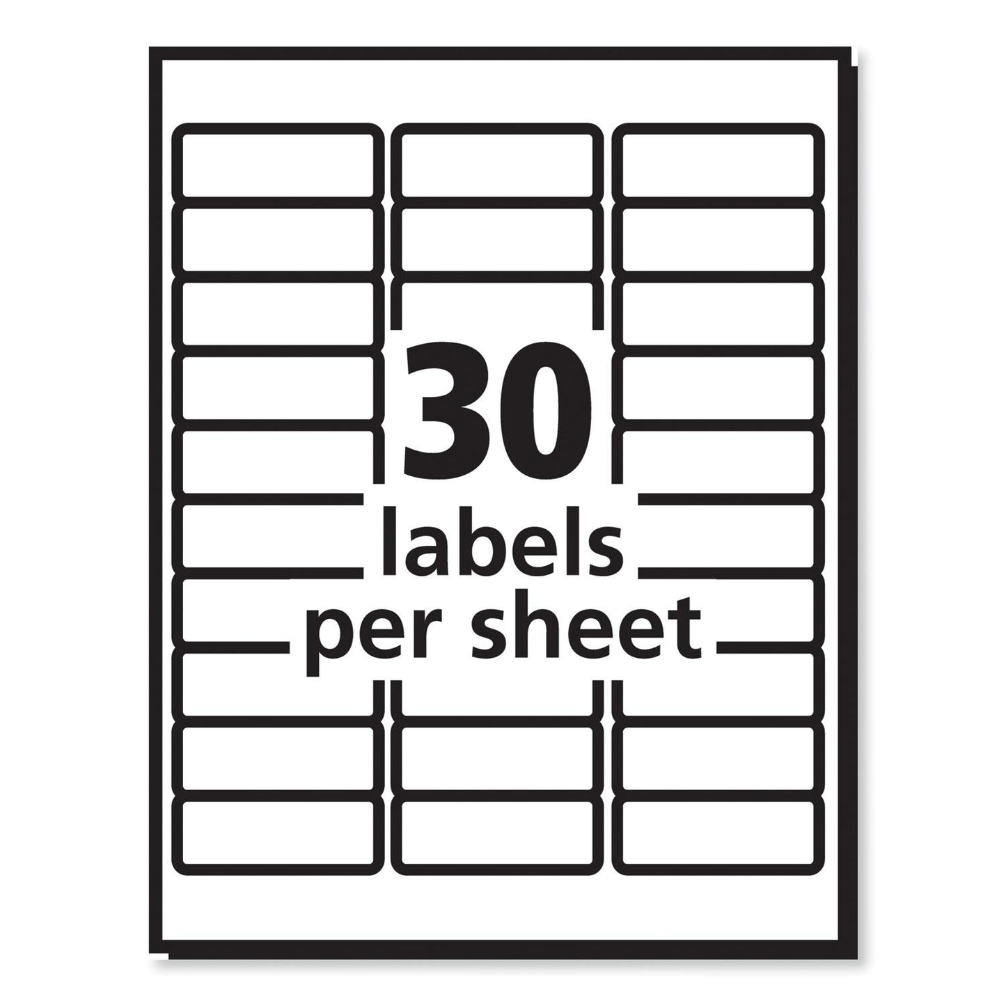 White Labels 30 on a page 25 Sheets/Box
