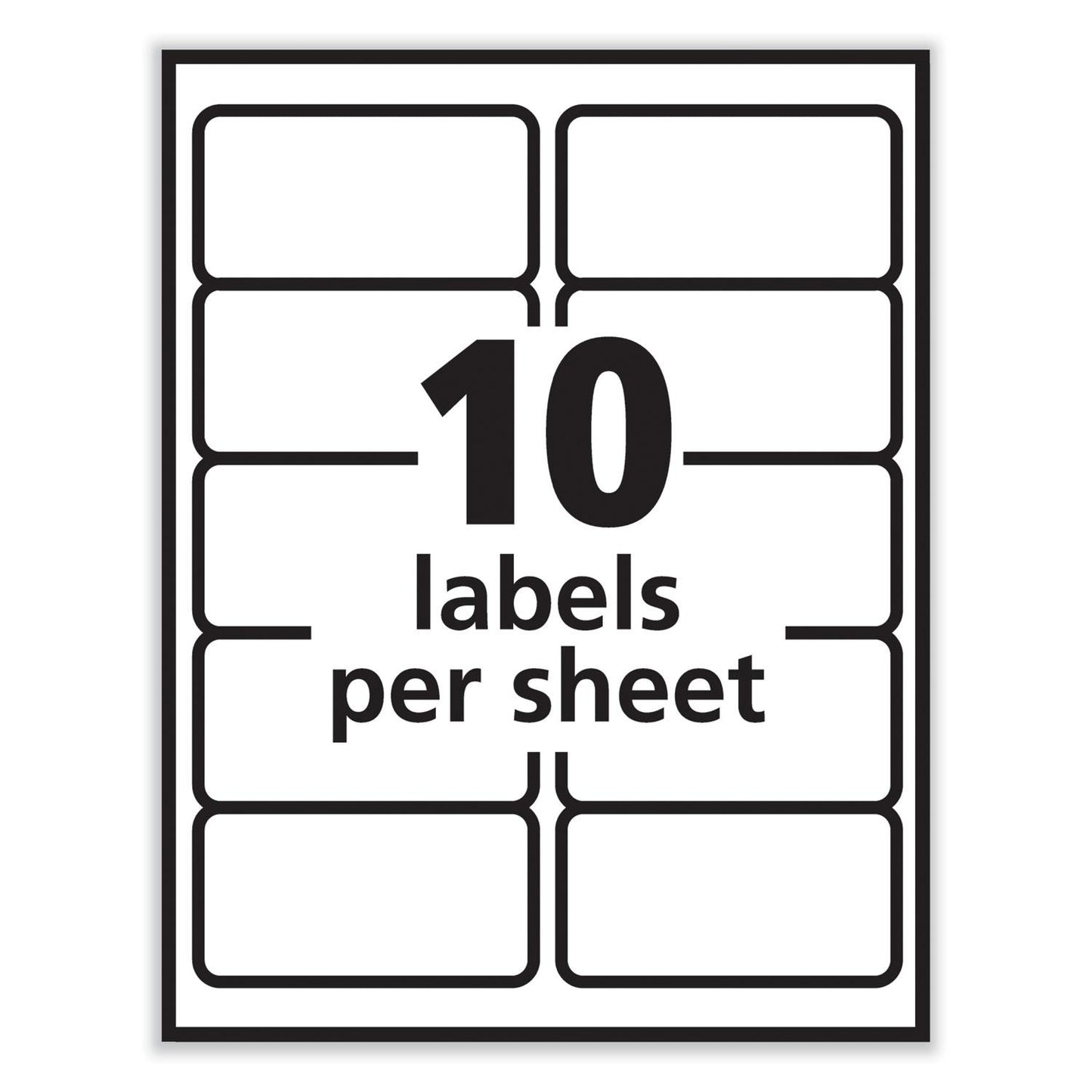 White Labels 10 on a page 100 Sheets/Box