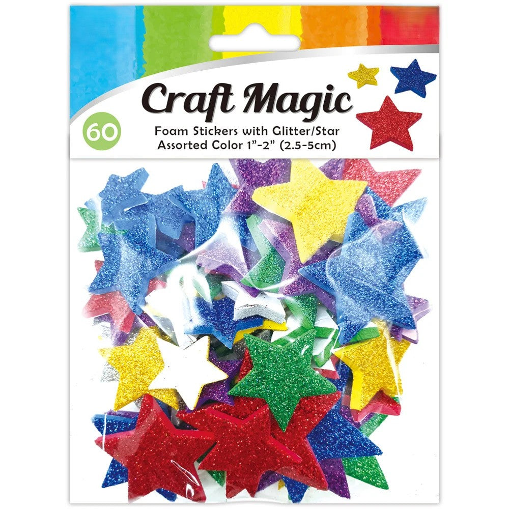 Foam Glitter Stars sticker 60ct.