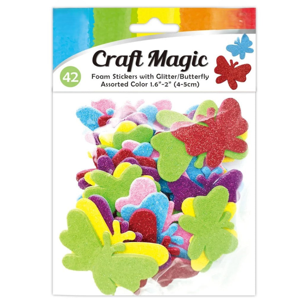 Foam glitter sticker-Butterfly 42ct.