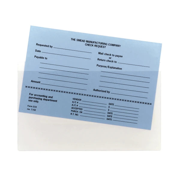 Self-Adhesive Poly Document Pockets, 9" x 5 9/16", Clear, Box Of 100