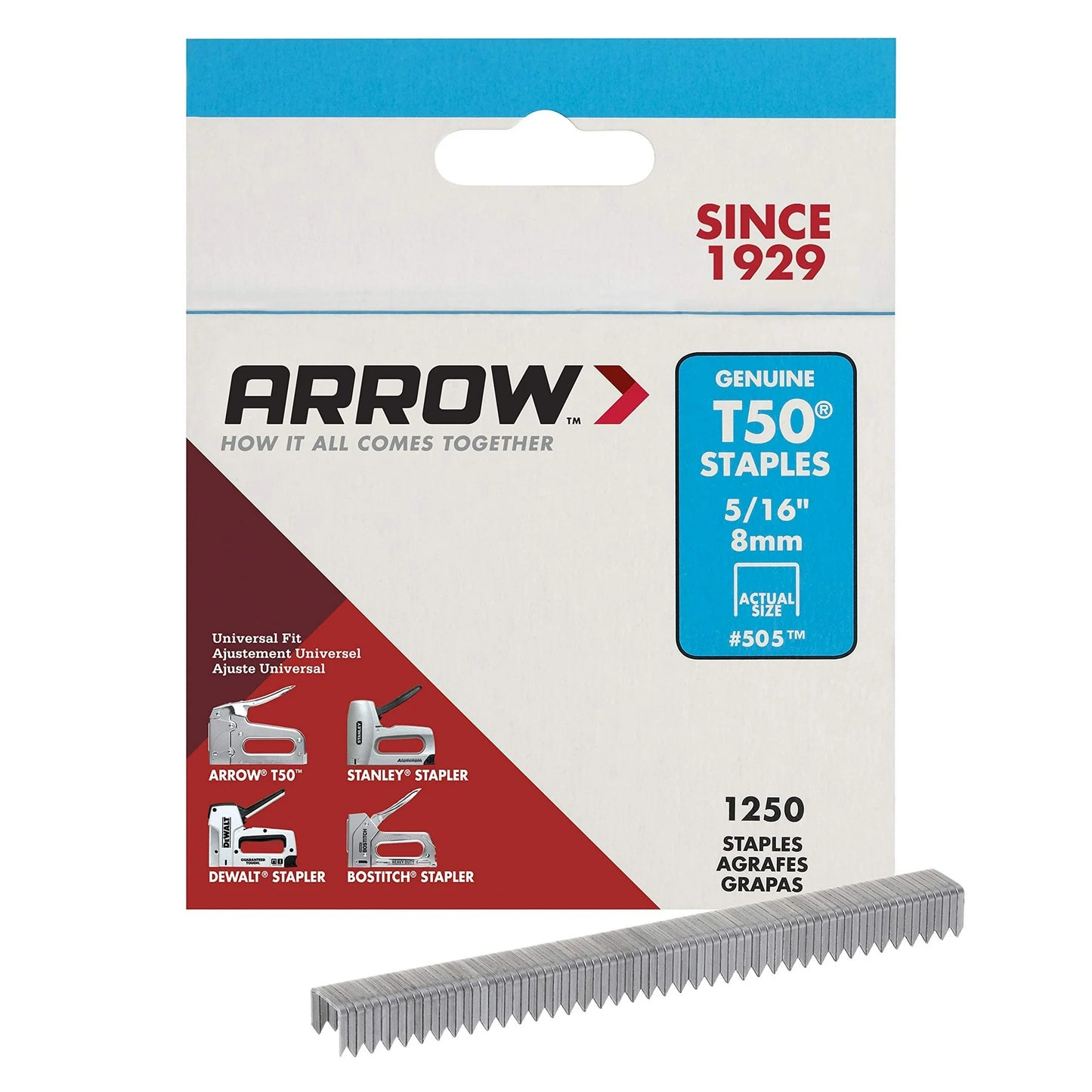 Arrow T50 Staples 5/16" #505 1250 Staples