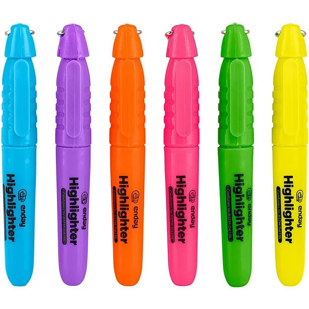 Mini Colored Highlighters with Cap 6 Color pack