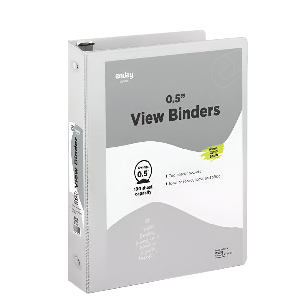 1/2" Gray 3-Ring View Binder w/ 2-Pockets