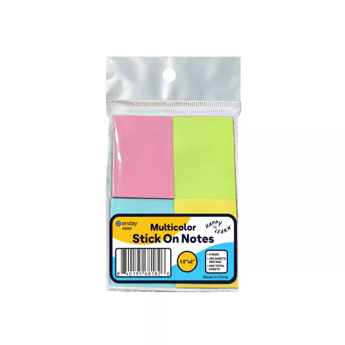 Enday: Stick On Notes 1.5" X 2" 100 Ct. 4 Assorted Pack