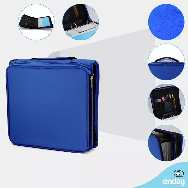 Enday 3 Ring Zipper Binder, Blue