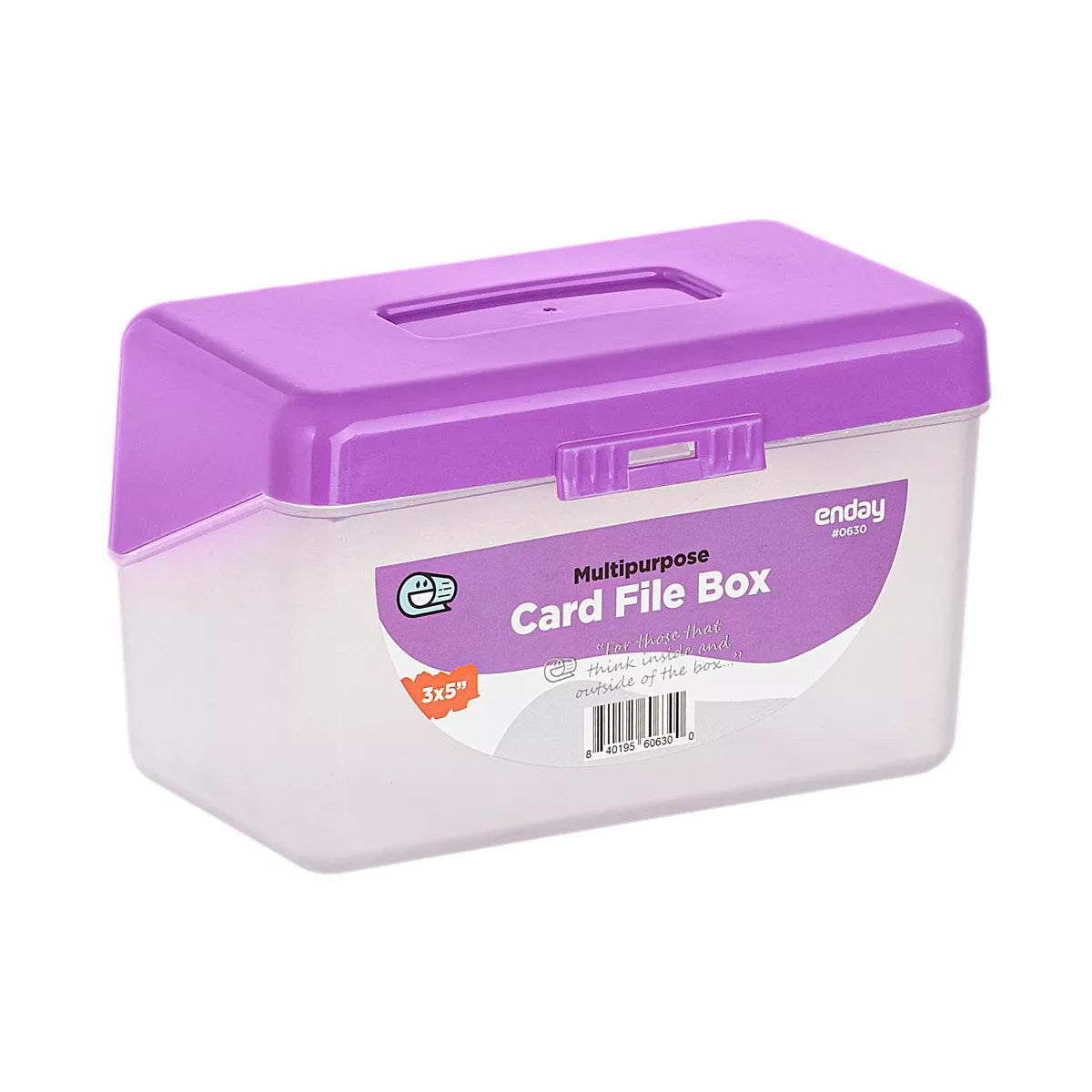 Enday 3" X 5" Index Card File Box Purple
