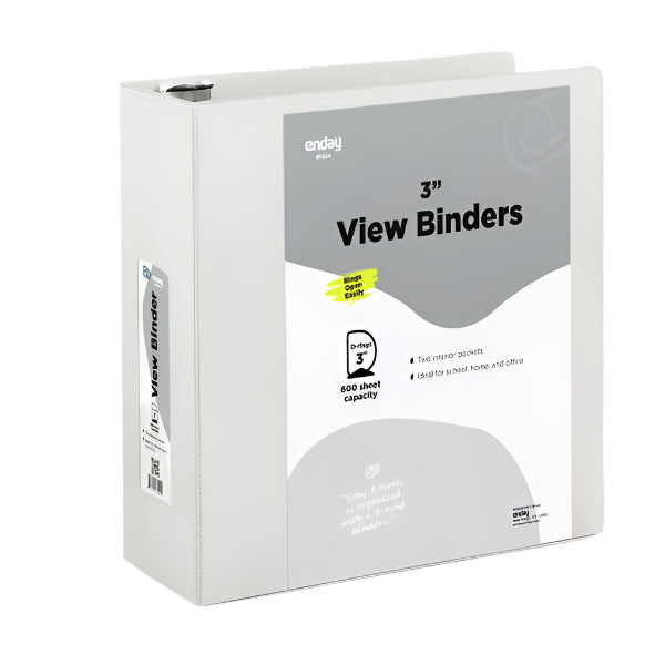 Enday 3″ Slant-D Ring View Binder With 2 Pockets, Gray