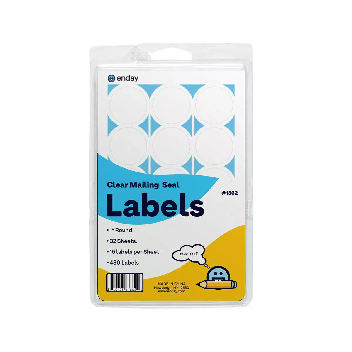 Enday Clear 1" Round Labels 480/pk