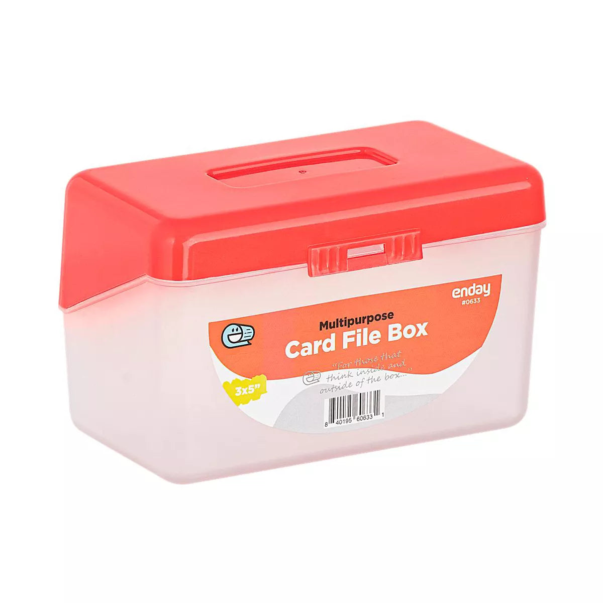 Enday 3" X 5" Index Card File Box Red