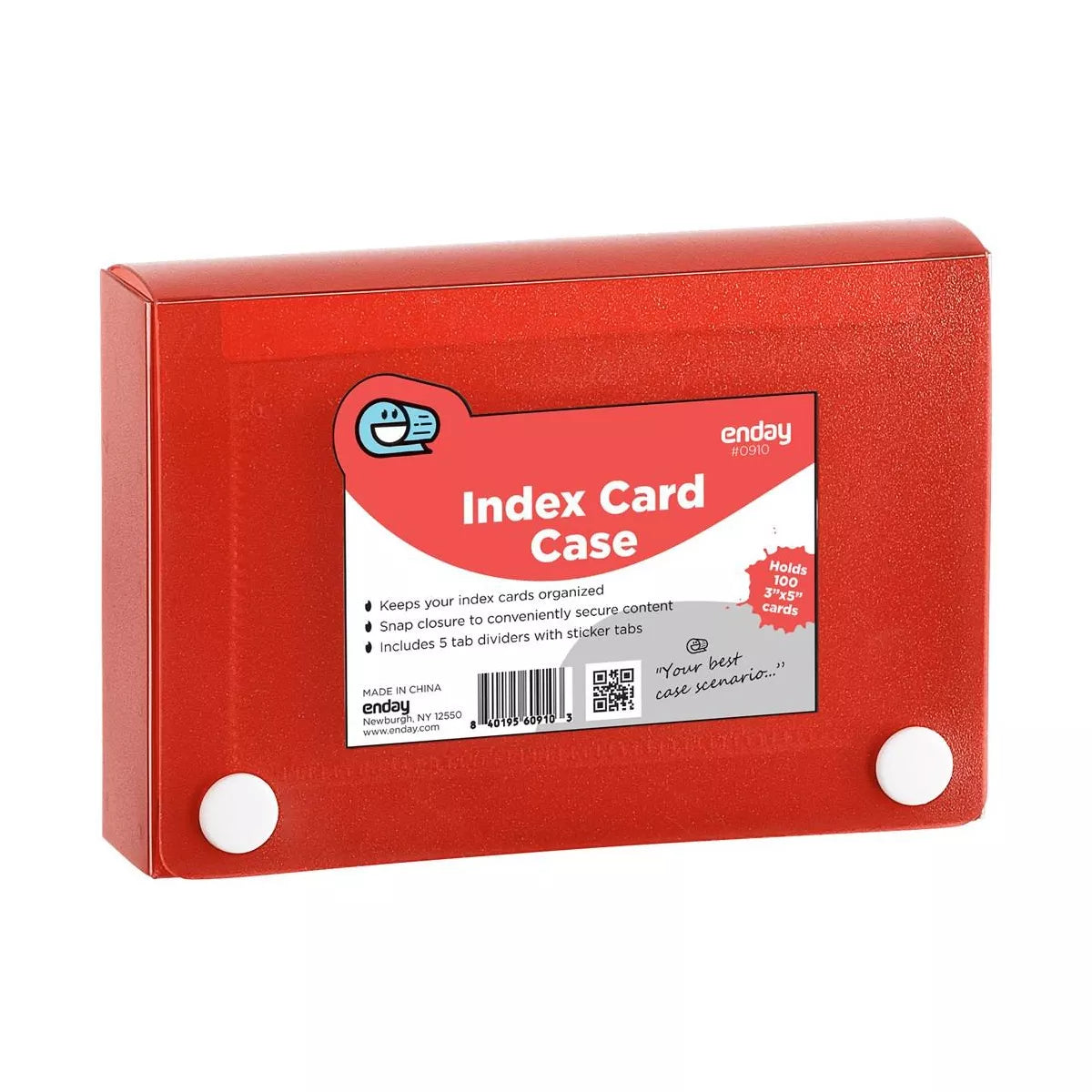 Enday Index Card Case Soft with 5 tab Dividers Red