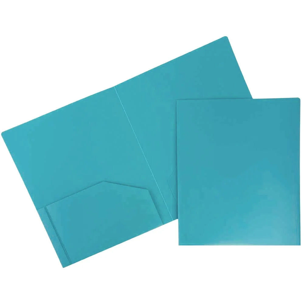 2 Pocket Poly Folder Light Blue