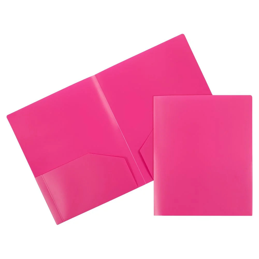 2 Pocket Poly Folder Hot Pink