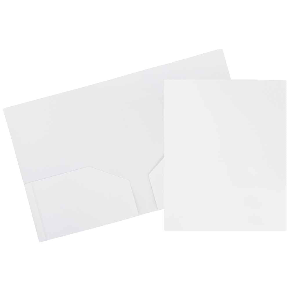 2 Pocket Poly Folder White
