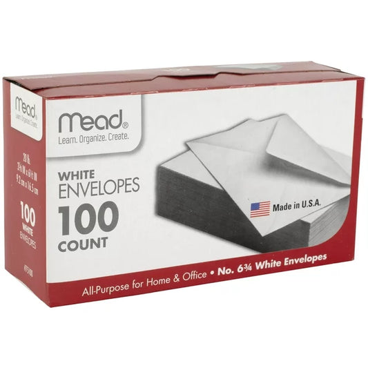 Mead #6 Plain White Envelopes 100 Count