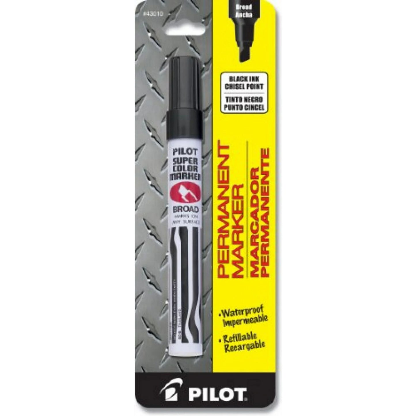 Pilot Super Color Permanent Marker, Broad Chisel Point, Black Ink