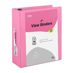 Enday 2″ Slant-D Ring View Binder With 2 Pockets, Pink