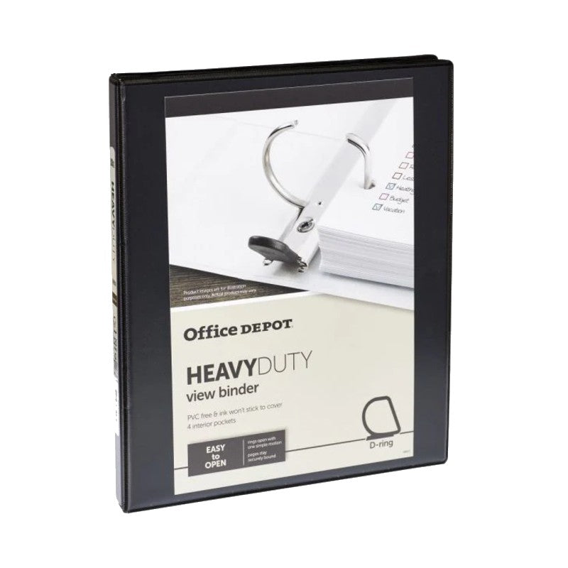 Heavy-Duty View 3-Ring Binder, 1/2" Round-Rings Black