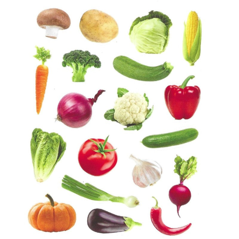 Large Vegetable Stickers, Pack of 10 Sheets